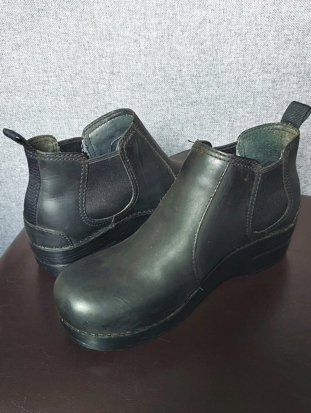 Dansko Frankie Rocker Botton Black Leather Chelsea Ankle Boots Women 38 (US 7.5)